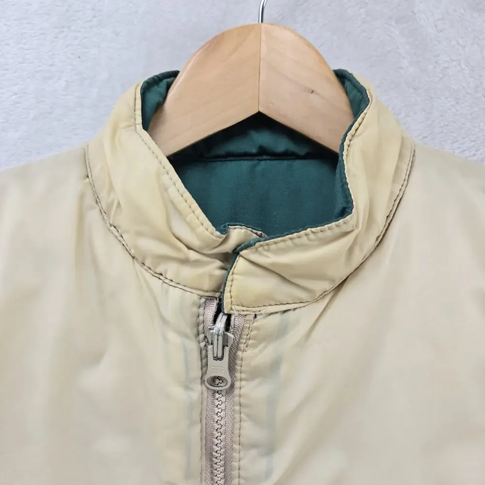 Vintage Lacoste Puffer Vest Mens Medium Green 90s Revirsible Full Zip Snap
